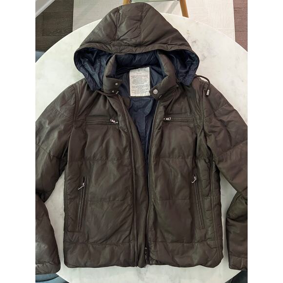 $7000 Brunello Cucinelli Brown Leather Puffer Jacket Removable Hood Men M/L - Picture 1 of 12